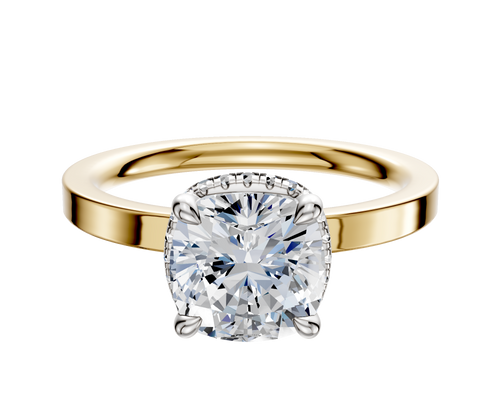18K Two Tone 4 Prong Collar Classic Flat 2.0mm Engagement Ring