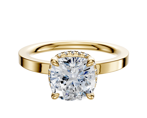 18K Yellow Gold 4 Prong Collar Classic Flat 2.0mm Engagement Ring