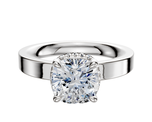 18K White Gold 4 Prong Collar Classic Flat 3.0mm Engagement Ring