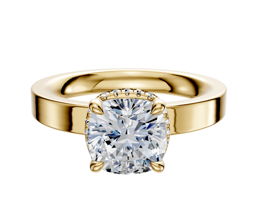 18K Yellow Gold 4 Prong Collar Classic Flat 3.0mm Engagement Ring