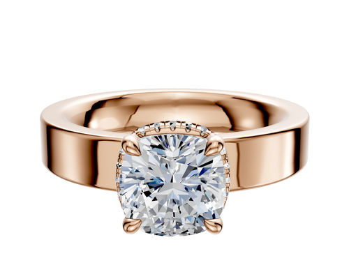 18K Rose Gold 4 Prong Collar Classic Flat 4.0mm Engagement Ring