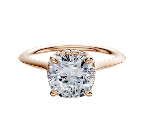 18K Rose Gold 4 Prong Collar Cathedral Knife Edge 1.5mm Engagement Ring