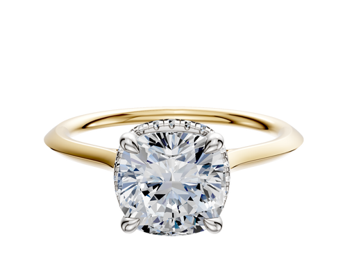 18K Two Tone 4 Prong Collar Cathedral Knife Edge 1.5mm Engagement Ring