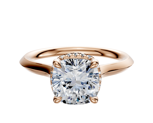 18K Rose Gold 4 Prong Collar Cathedral Knife Edge 2.0mm Engagement Ring