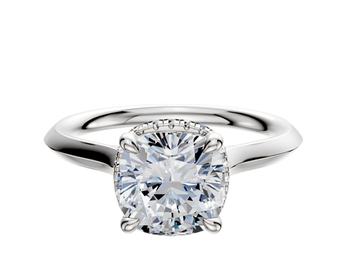 14K White Gold 4 Prong Collar Cathedral Knife Edge 2.0mm Engagement Ring