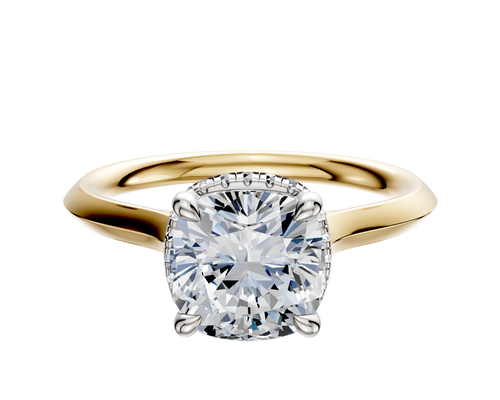 14K Two Tone 4 Prong Collar Cathedral Knife Edge 2.0mm Engagement Ring
