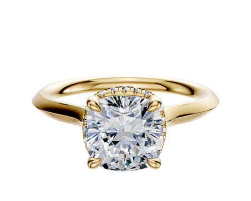 18K Yellow Gold 4 Prong Collar Cathedral Knife Edge 2.0mm Engagement Ring