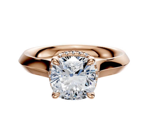 18K Rose Gold 4 Prong Collar Cathedral Knife Edge 3.0mm Engagement Ring