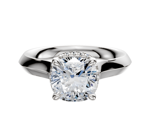 18K White Gold 4 Prong Collar Cathedral Knife Edge 3.0mm Engagement Ring