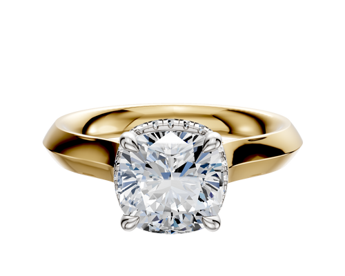 18K Two Tone 4 Prong Collar Cathedral Knife Edge 3.0mm Engagement Ring