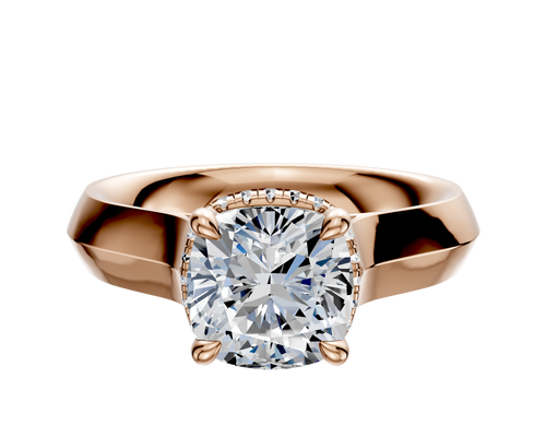18K Rose Gold 4 Prong Collar Cathedral Knife Edge 4.0mm Engagement Ring