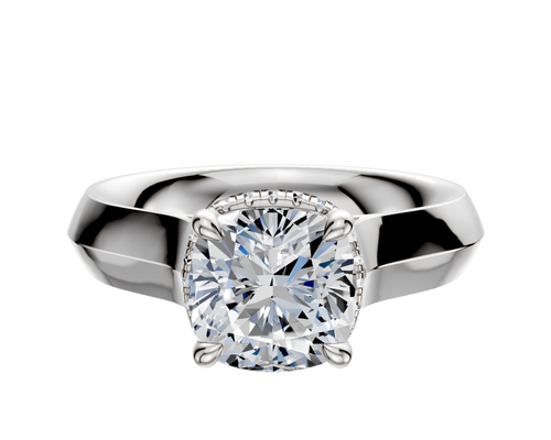 18K White Gold 4 Prong Collar Cathedral Knife Edge 4.0mm Engagement Ring