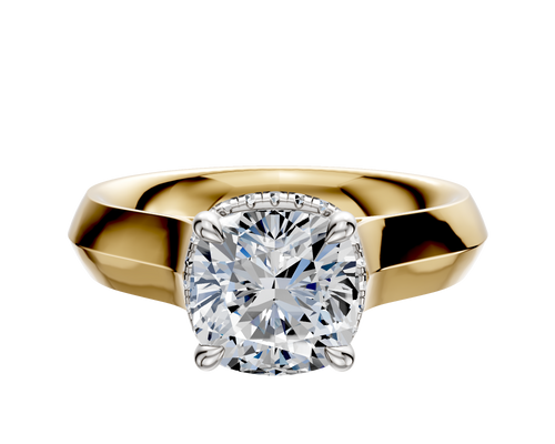 14K Two Tone 4 Prong Collar Cathedral Knife Edge 4.0mm Engagement Ring
