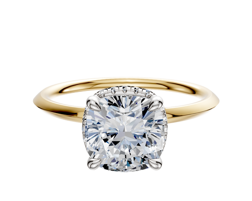 14K Two Tone 4 Prong Collar Classic Knife Edge 1.5mm Engagement Ring