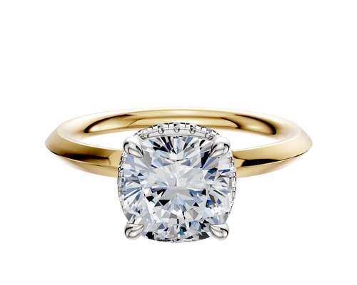 14K Two Tone 4 Prong Collar Classic Knife Edge 2.0mm Engagement Ring
