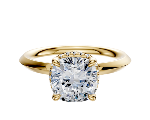18K Yellow Gold 4 Prong Collar Classic Knife Edge 2.0mm Engagement Ring