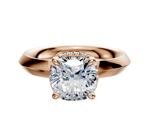 18K Rose Gold 4 Prong Collar Classic Knife Edge 3.0mm Engagement Ring