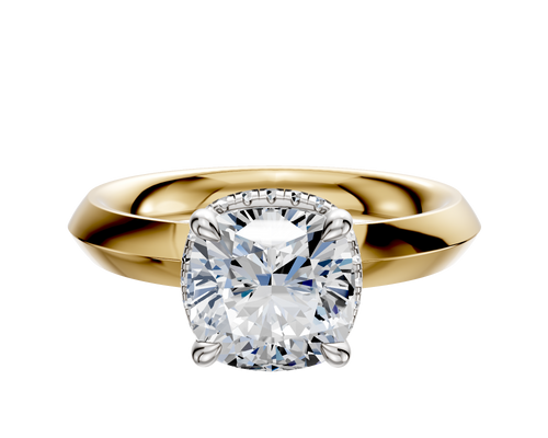 18K Two Tone 4 Prong Collar Classic Knife Edge 3.0mm Engagement Ring