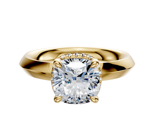 14K Yellow Gold 4 Prong Collar Classic Knife Edge 3.0mm Engagement Ring
