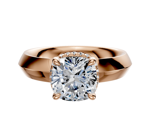 18K Rose Gold 4 Prong Collar Classic Knife Edge 4.0mm Engagement Ring