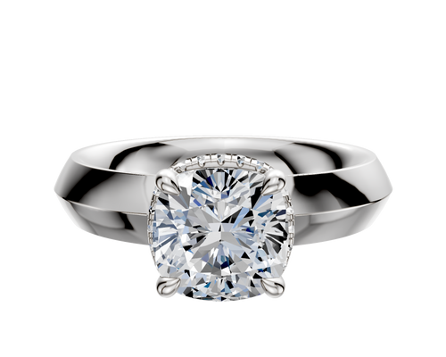 14K White Gold 4 Prong Collar Classic Knife Edge 4.0mm Engagement Ring