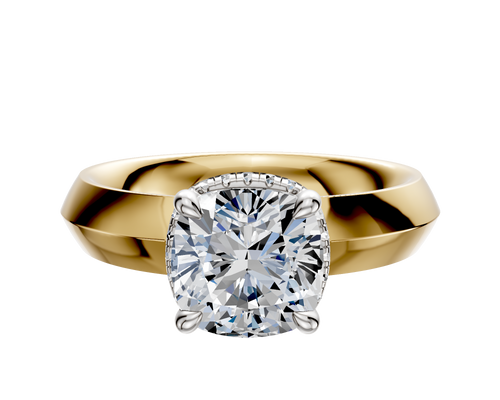 18K Two Tone 4 Prong Collar Classic Knife Edge 4.0mm Engagement Ring