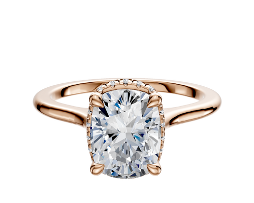 18K Rose Gold 4 Prong Collar Cathedral Dome 1.5mm Engagement Ring