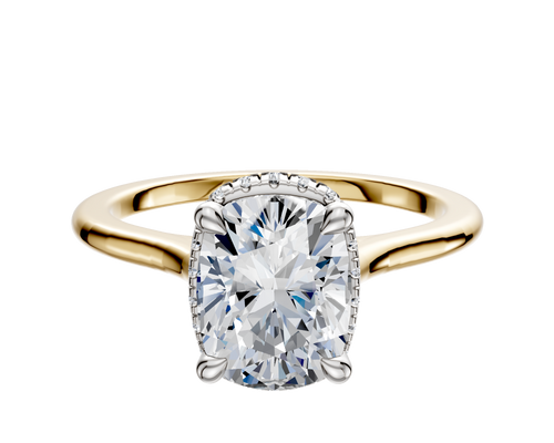 18K Two Tone 4 Prong Collar Cathedral Dome 1.5mm Engagement Ring