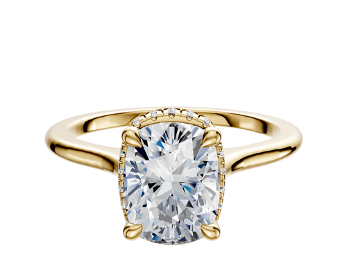 14K Yellow Gold 4 Prong Collar Cathedral Dome 1.5mm Engagement Ring
