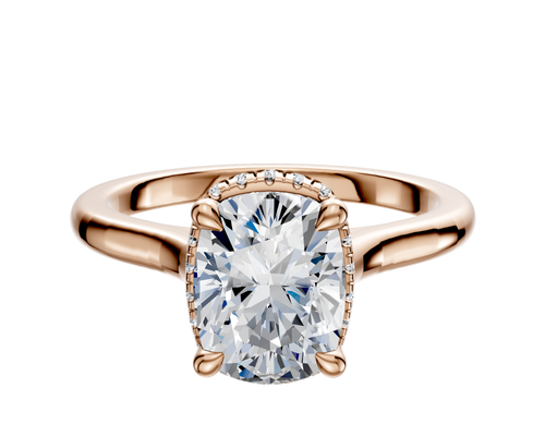 18K Rose Gold 4 Prong Collar Cathedral Dome 2.0mm Engagement Ring