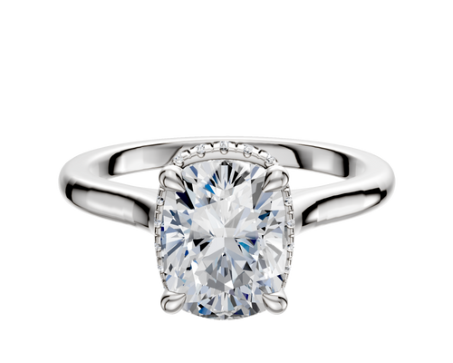 14K White Gold 4 Prong Collar Cathedral Dome 2.0mm Engagement Ring