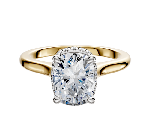 18K Two Tone 4 Prong Collar Cathedral Dome 2.0mm Engagement Ring