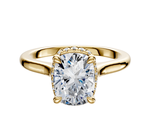 14K Yellow Gold 4 Prong Collar Cathedral Dome 2.0mm Engagement Ring