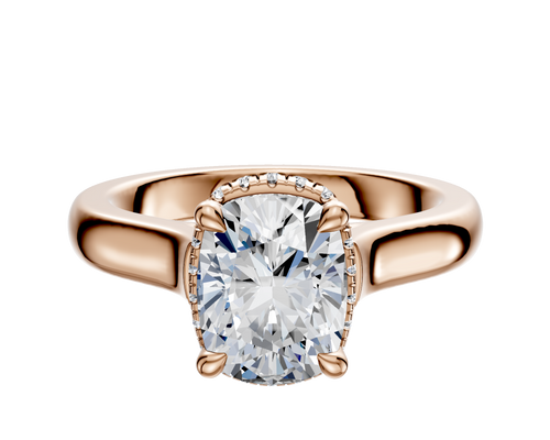 18K Rose Gold 4 Prong Collar Cathedral Dome 3.0mm Engagement Ring