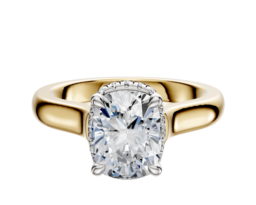 18K Two Tone 4 Prong Collar Cathedral Dome 3.0mm Engagement Ring