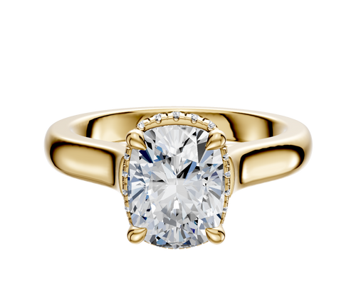 14K Yellow Gold 4 Prong Collar Cathedral Dome 3.0mm Engagement Ring