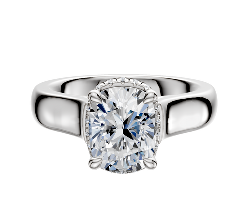 Platinum 4 Prong Collar Cathedral Dome 4.0mm Engagement Ring