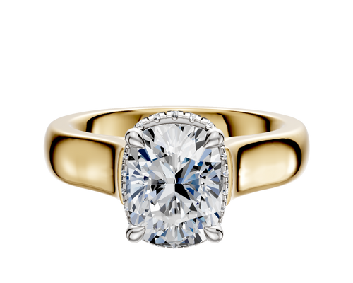 14K Two Tone 4 Prong Collar Cathedral Dome 4.0mm Engagement Ring