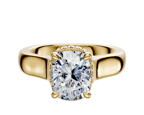 18K Yellow Gold 4 Prong Collar Cathedral Dome 4.0mm Engagement Ring