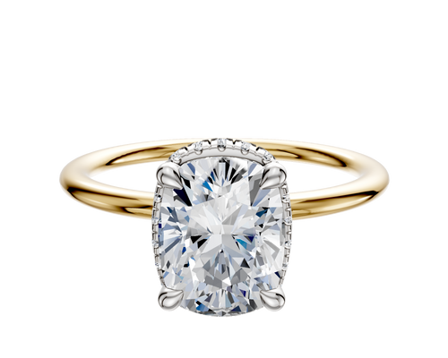 14K Two Tone 4 Prong Collar Classic Dome 1.5mm Engagement Ring