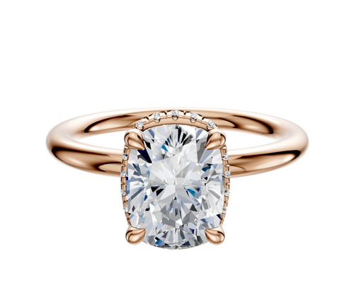 18K Rose Gold 4 Prong Collar Classic Dome 2.0mm Engagement Ring