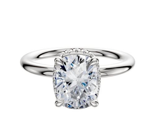 14K White Gold 4 Prong Collar Classic Dome 2.0mm Engagement Ring