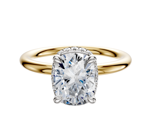 18K Two Tone 4 Prong Collar Classic Dome 2.0mm Engagement Ring