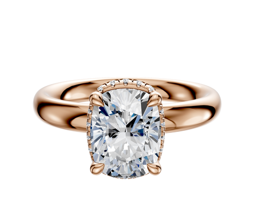 18K Rose Gold 4 Prong Collar Classic Dome 3.0mm Engagement Ring