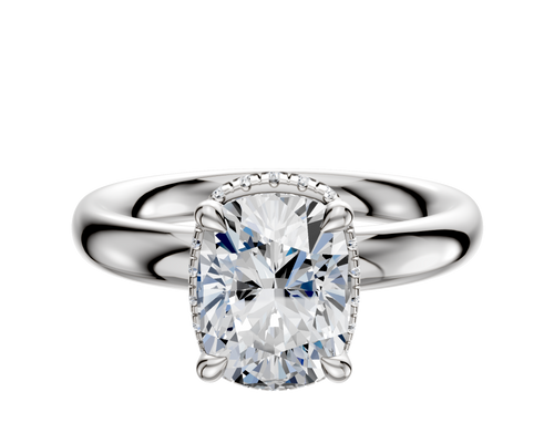 18K White Gold 4 Prong Collar Classic Dome 3.0mm Engagement Ring