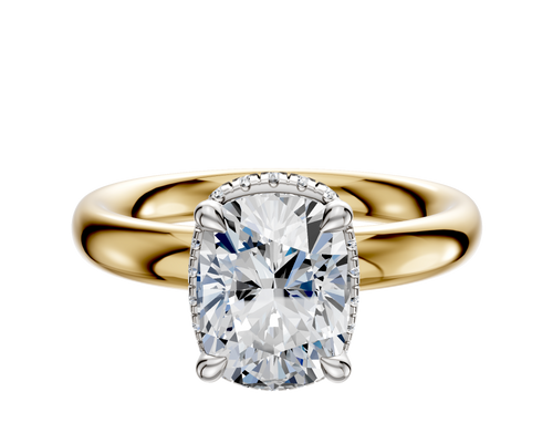 14K Two Tone 4 Prong Collar Classic Dome 3.0mm Engagement Ring