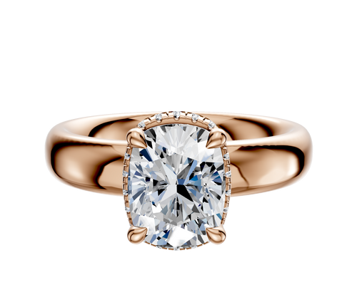 18K Rose Gold 4 Prong Collar Classic Dome 4.0mm Engagement Ring
