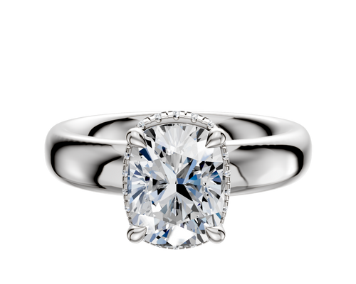 14K White Gold 4 Prong Collar Classic Dome 4.0mm Engagement Ring