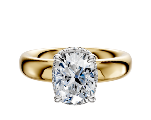 14K Two Tone 4 Prong Collar Classic Dome 4.0mm Engagement Ring