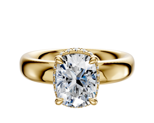 18K Yellow Gold 4 Prong Collar Classic Dome 4.0mm Engagement Ring